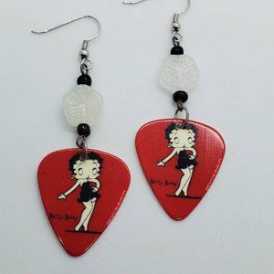 Betty Boop Guitar Pick Earrings- Handmade